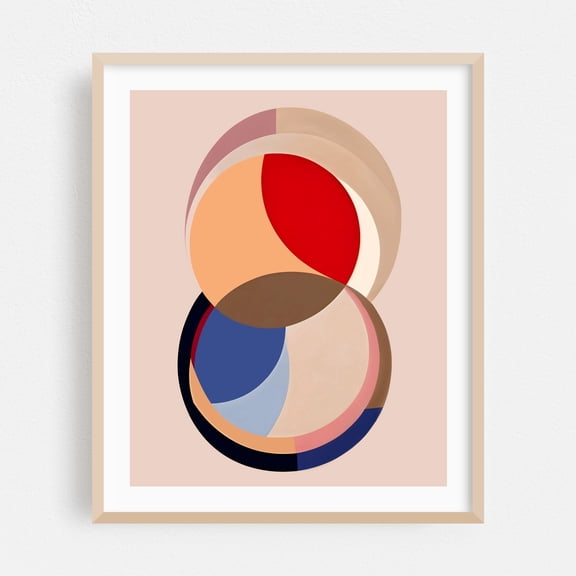 Balance Of Sorts - Digital Art Geometric Abstract Modern Art Minimalist Mid-Century Modern Pattern Art Deco Oak Framed Wall Art Print 18 x 24 inches