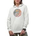 thumbnail image 1 of Balance Over Hustle, Retro Flowers Art Merch Gift, White Hooded Sweatshirt or Hoodie, Small, 1 of 5