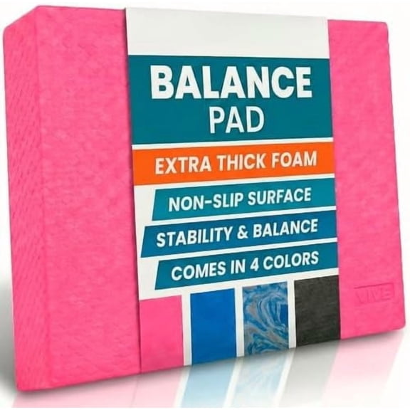 Balance Pad - Foam Large Yoga Mat Trainer for Physical Therapy, Stability Workout, Knee and Ankle Exercise, Strength Training, Rehab - Chair Cushion for Adults, Kids, and Travel Zen Pink