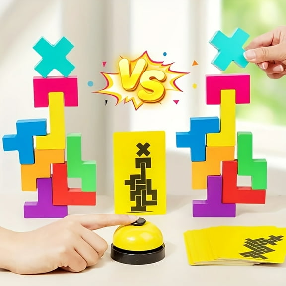 Balance Stacking Blocks Game - 2-Player Board Game + Family Game, Perfect for Parties, Travel, Kids & Adults Team Building Toy