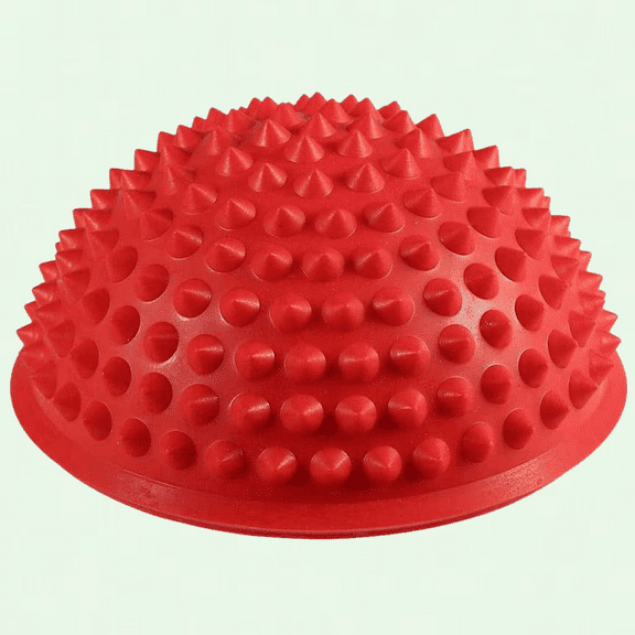 Balance & Therapy Dome Yoga Balls - Half Round PVC Massage Ball - Fitness Exercise Gym Massager Body Rolling Pods - Spiky Foot Wakers - Red