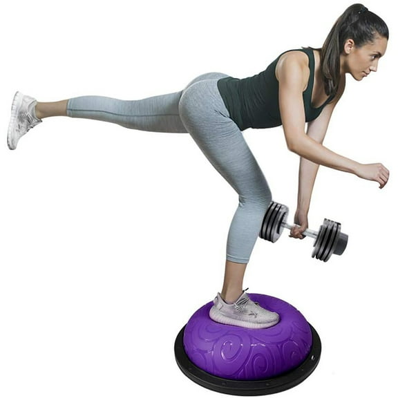 Balance Trainer, Stability Half Ball with Resistance Bands and Pump, Yoga Exercise Ball Anti Slip for Fitness, Workout, Core Training, Strength Exercise, Physical Therapy, 400lbs Weight Capacity, M004