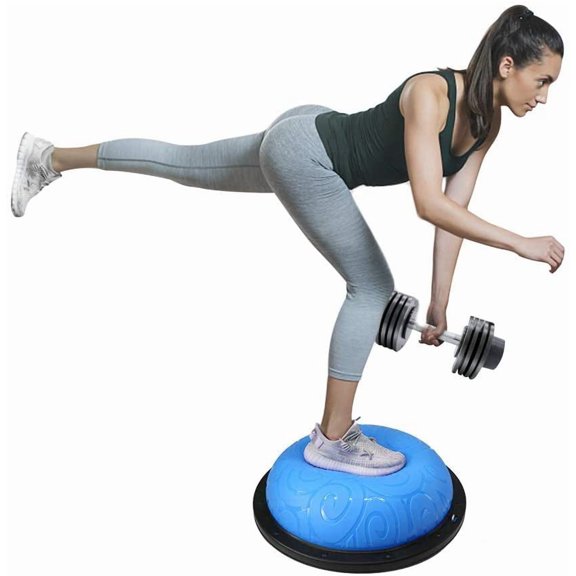 Balance Trainer, Stability Half Ball with Resistance Bands and Pump, Yoga Exercise Ball Anti Slip for Fitness, Workout, Core Training, Strength Exercise, Physical Therapy, 400lbs Weight Capacity, M010
