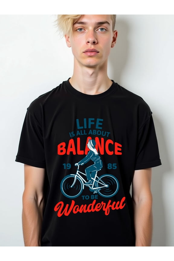 Balance for Life Men's Crew neck T-shirts black elegant 2026 Everyday and weekend wear Weekend casual wear Basic Unisex Shirt Printed tshirts