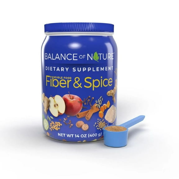 Balance of Nature Fiber & Spice - Psyllium Husk, Flax Seed, Turmeric & Whole Apple - 30 Servings