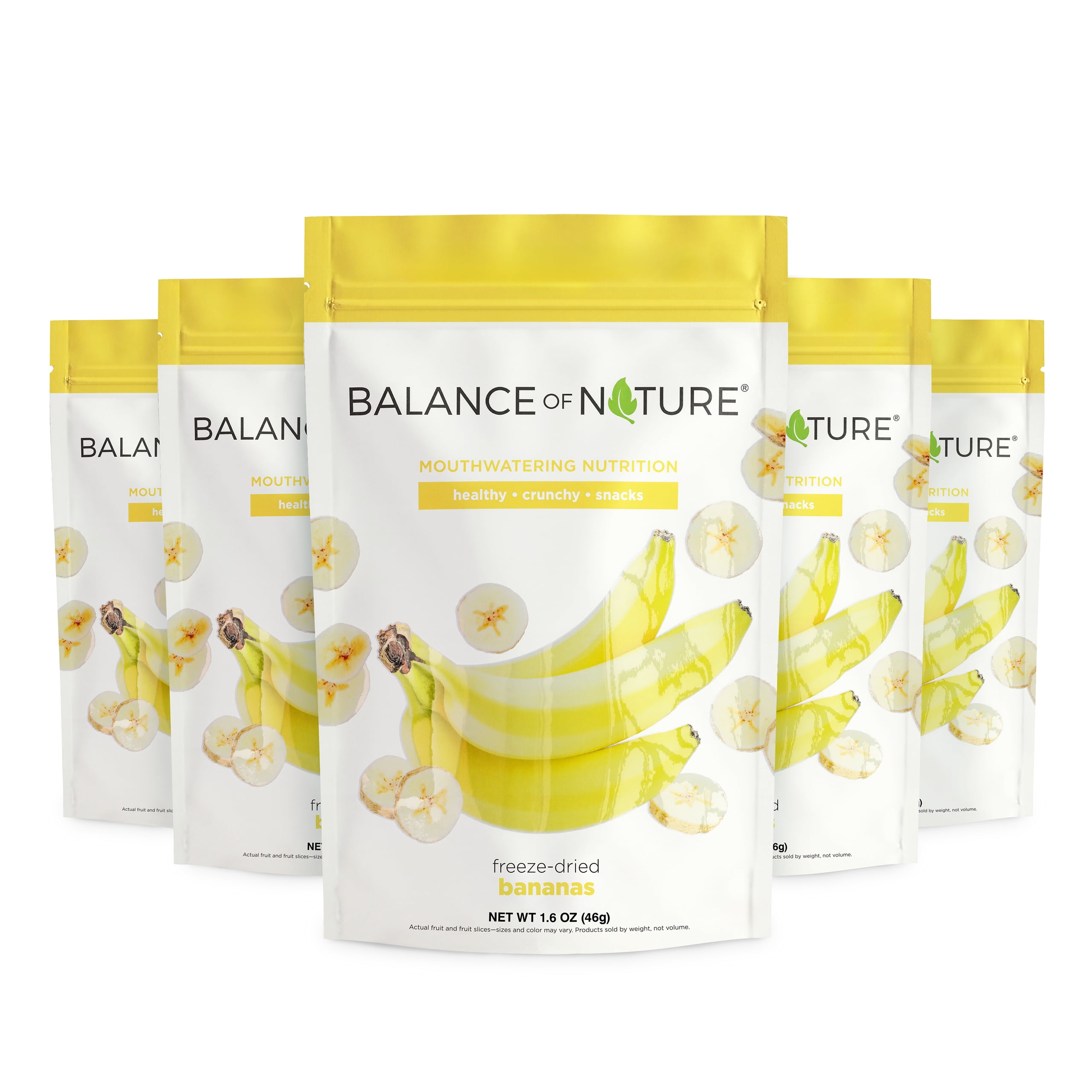 Balance of Nature Freeze-Dried Bananas (5 Pack) – 100% Real Fruit, Crunchy Banana Slices, Healthy Snack, Mouthwatering Nutrition, Gluten-Free, Vegan, No Sugar Added, Five 1.6 oz Bags