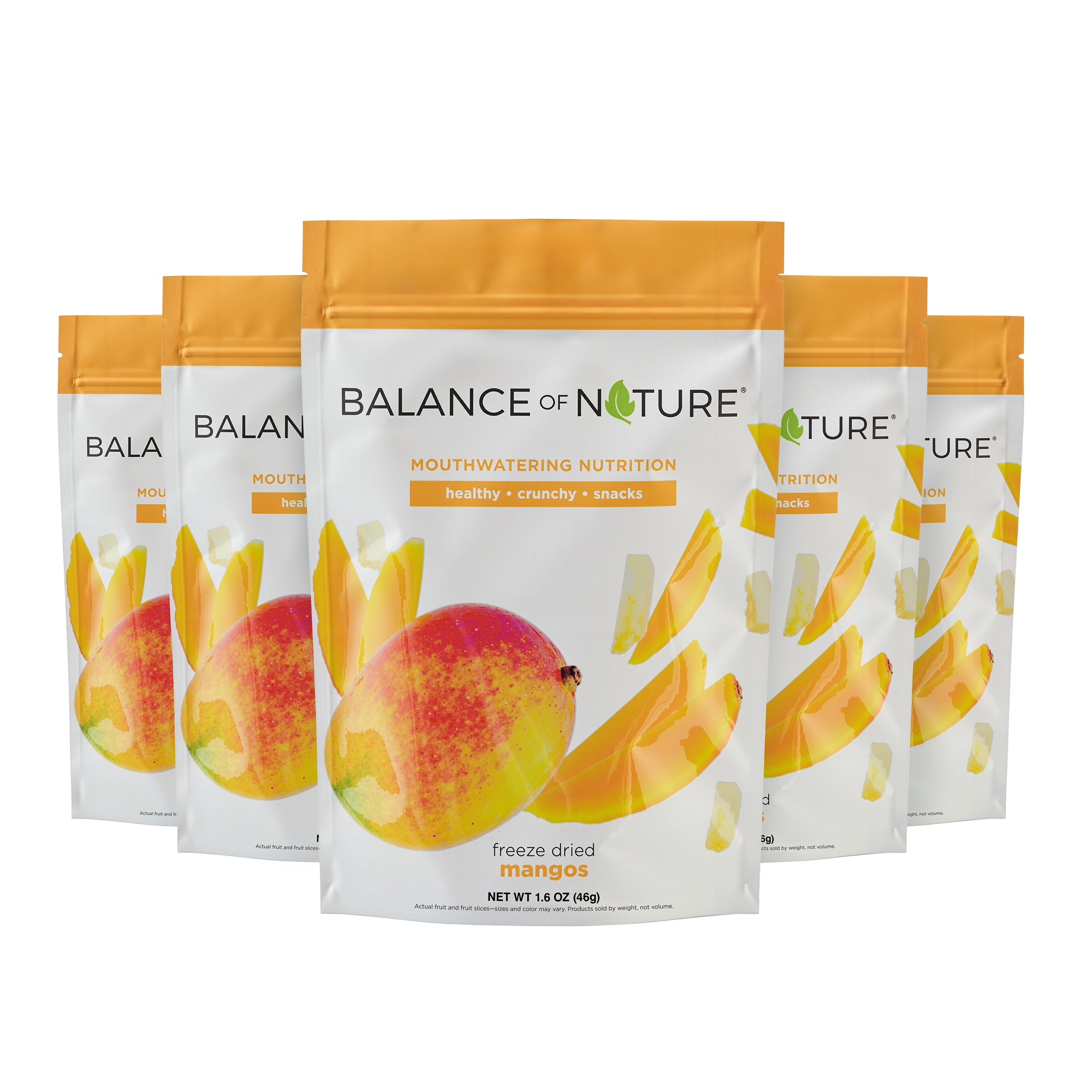 Balance of Nature Freeze-Dried Mangos (5 Pack) – 100% Real Fruit, Crunchy Mango Slices, Healthy Snack, Mouthwatering Nutrition, Gluten-Free, Vegan, No Sugar Added, Five 1.6 oz Bags