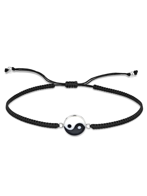 Balance of Yin and Yang Sterling Silver Charm Slide Bracelet