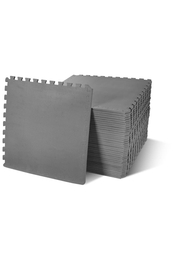 36-Pack 24”x24” Interlocking Foam Puzzle Exercise Mat, 1/2” Thick, Gray