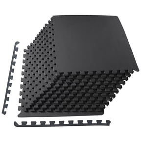 BalanceFrom 1/2 In. Thick Flooring Puzzle Exercise Mat with High Quality EVA Foam Interlocking Tiles, 12 Piece, 48 Sq Ft. Black