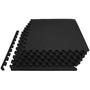 BalanceFrom 1/2 In. Thick Flooring Puzzle Exercise Mat with High Quality EVA Foam Interlocking Tiles, 6 Piece, 24 Sq Ft. Black