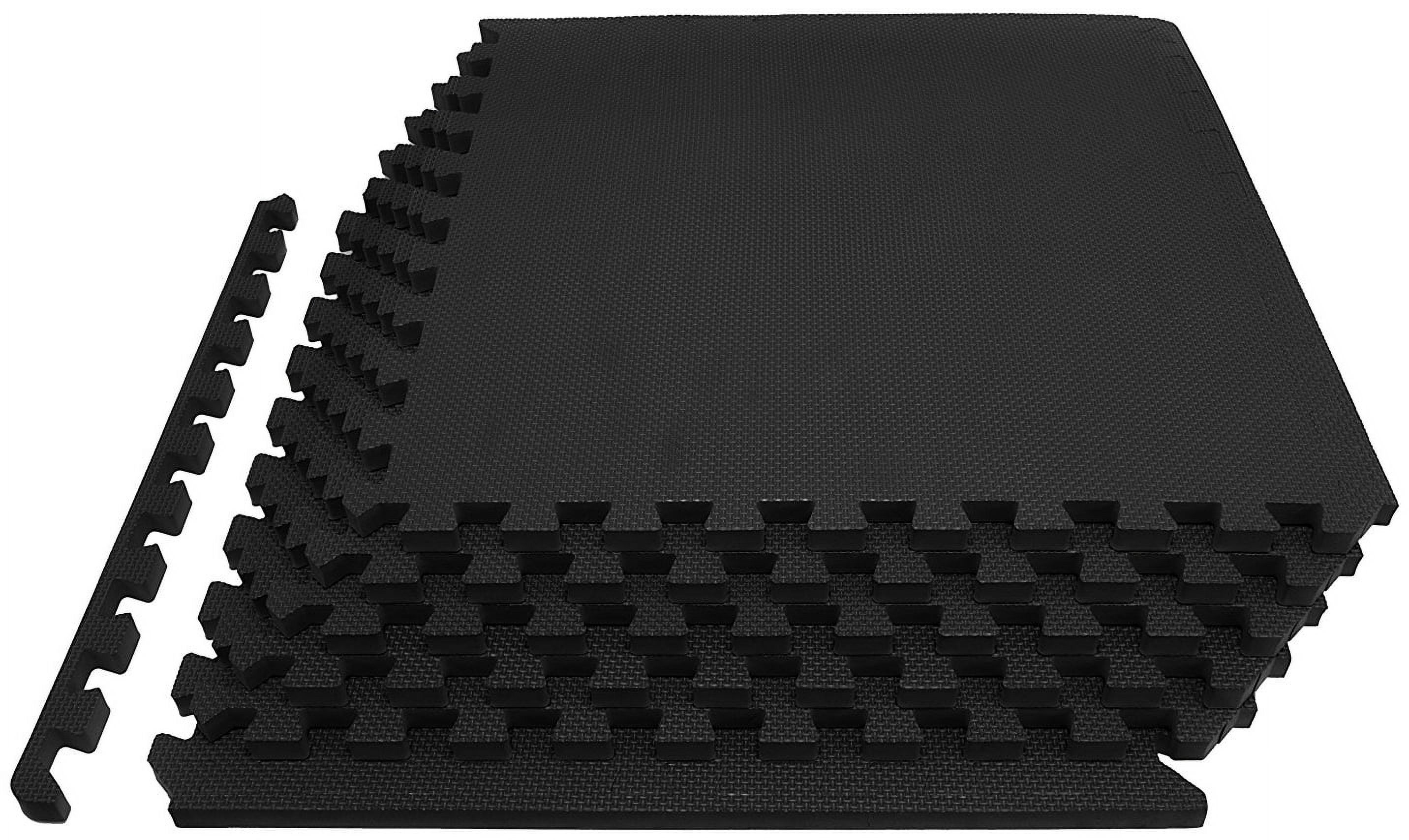 BalanceFrom 1/2 In. Thick Flooring Puzzle Exercise Mat with High Quality EVA Foam Interlocking Tiles, 6 Piece, 24 Sq Ft. Black - image 1 of 5