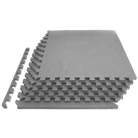 BalanceFrom 1/2 In. Thick Flooring Puzzle Exercise Mat with High Quality EVA Foam Interlocking Tiles, 6 Piece, 24 Sq Ft. Gray