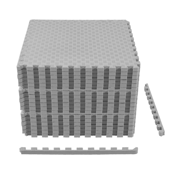 BalanceFrom 1 In. Thick Flooring Puzzle Exercise Mat with High Quality EVA Foam Interlocking Tiles, 18 Piece, 72 Sq Ft. Gray