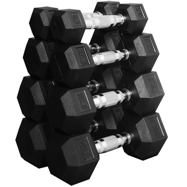 BalanceFrom Dumbbell Set, Pairs of 5 lb, 10 lb, 15 lb, and 20 lb ...