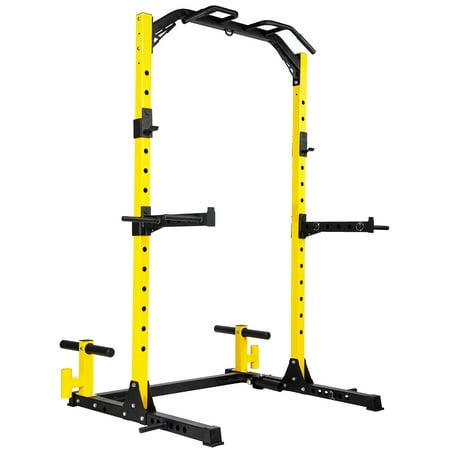 BalanceFrom 1000-Pound Capacity Multi-Function Adjustable Power Rack Squat Stand with Safety Spotter Arms, Dip Bars, Weight Plate Holders, Barbell Holders and Landmine Attachment
