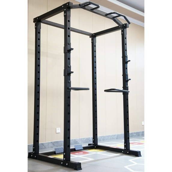 BalanceFrom 1000lb Capacity Power Rack with Lat Pull-down Exercise Power Cages, Metal Black