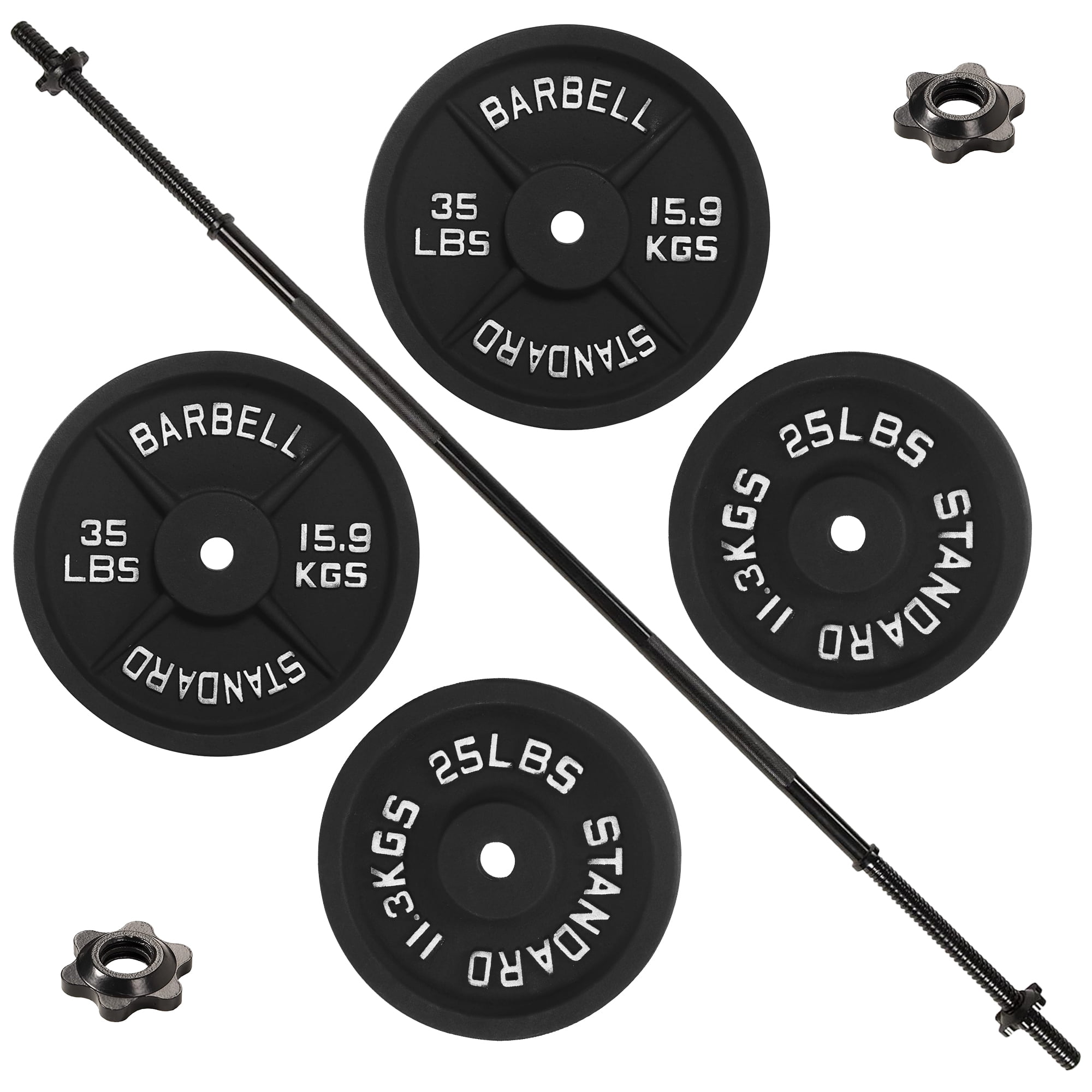 BalanceFrom 120 lbs Fitness Set, 5-Foot Standard Barbell (10 lbs) With Star Lock, Cast Iron Weight Stack (120 lbs), Suitable For A Variety Of Training, Suitable For Home and Professional Gym
