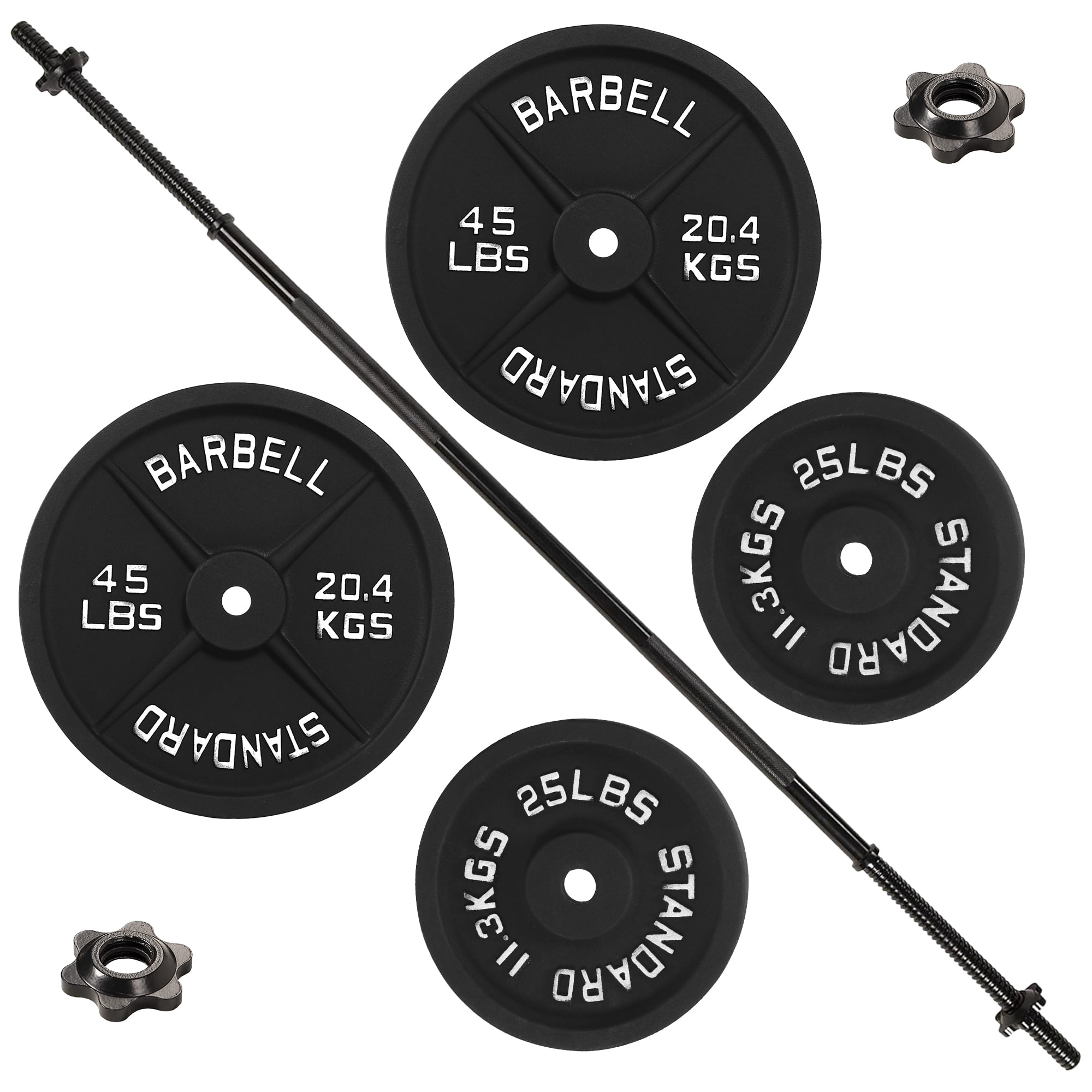 BalanceFrom 140 lbs Fitness Set, 5-Foot Standard Barbell (10 lbs) With Star Lock, Cast Iron Weight Stack (140 lbs), Suitable For A Variety Of Training, Suitable For Home and Professional Gym