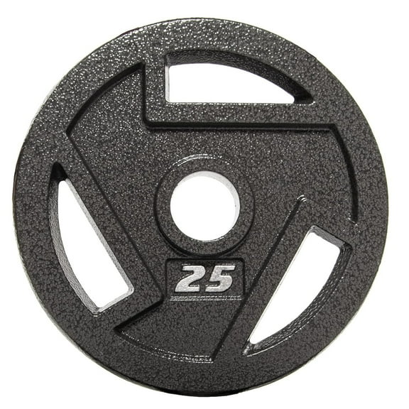 BalanceFrom 2" Cast Iron Bar Plate Single Pack - Gray Rust-Resistant Coating, 3 Grip Holes, Strength Training, 2.5-45 lbs