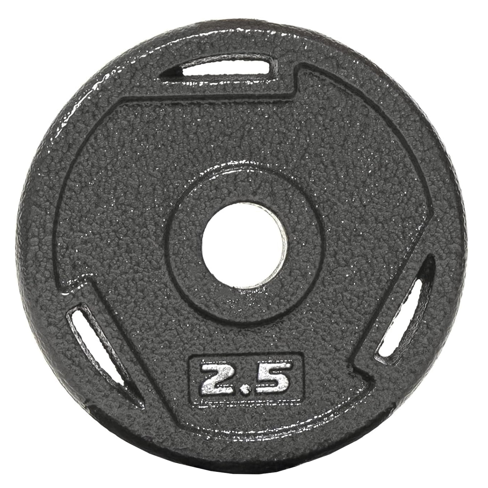 BalanceFrom 2" Cast Iron Bar Plate Single Pack - Gray Rust-Resistant Coating, 3 Grip Holes, Strength Training, 2.5-45 lbs