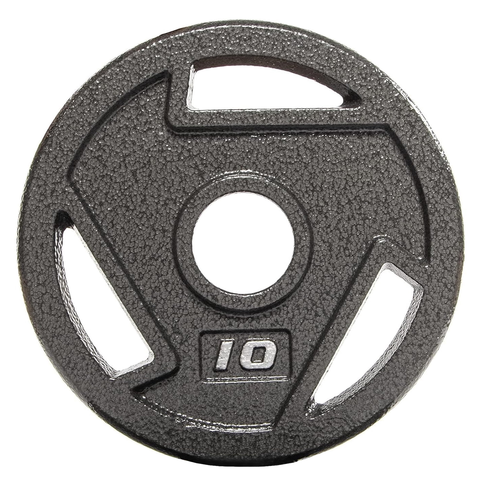 BalanceFrom 2" Cast Iron Bar Plate Single Pack - Gray Rust-Resistant Coating, 3 Grip Holes, Strength Training, 2.5-45 lbs