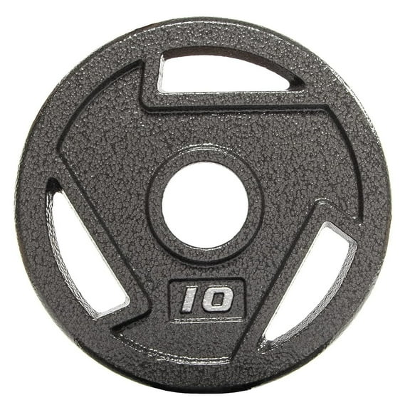 BalanceFrom 2" Cast Iron Bar Plate Single Pack - Gray Rust-Resistant Coating, 3 Grip Holes, Strength Training, 2.5-45 lbs