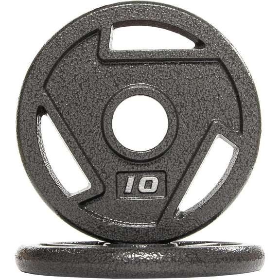 BalanceFrom 2" Cast Iron Weight Plate Pairs - Gray Rust-Proof Coating, 3-Grip Holes for Strength Training ,2.5-45 lbs