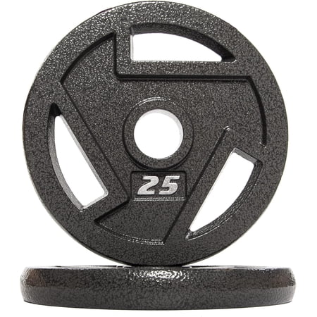 BalanceFrom 2" Cast Iron Weight Plate Pairs - Gray Rust-Proof Coating, 3-Grip Holes for Strength Training ,2.5-45 lbs