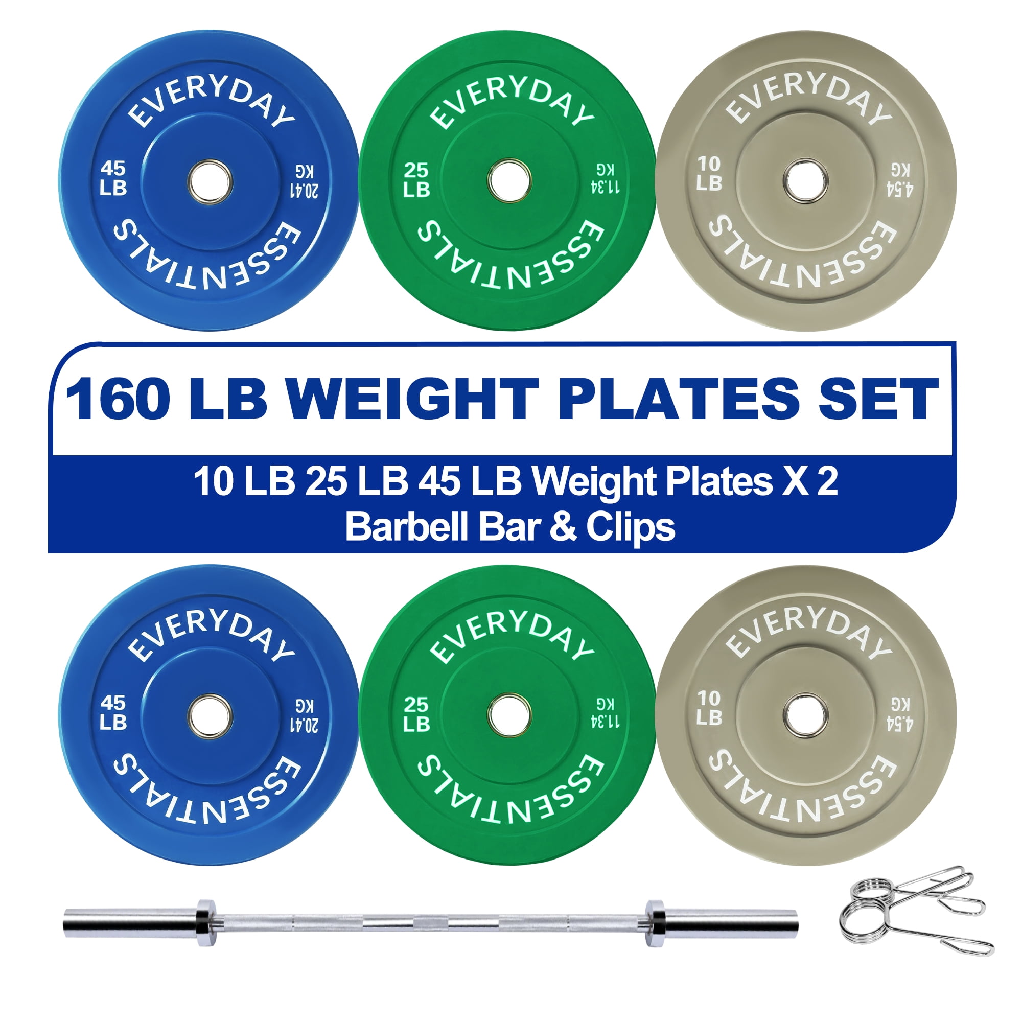 BalanceFrom 2" Olympic Bumper Plate Weight Plate Sets with 7FT Barbell Set, Multiple Packages