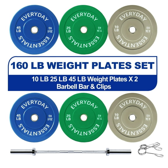 BalanceFrom 2" Olympic Bumper Plate Weight Plate Sets with 7FT Barbell Set, Multiple Packages