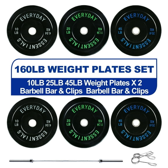 BalanceFrom 2" Olympic Bumper Plate Weight Plate Sets with 7FT Barbell Set, Multiple Packages