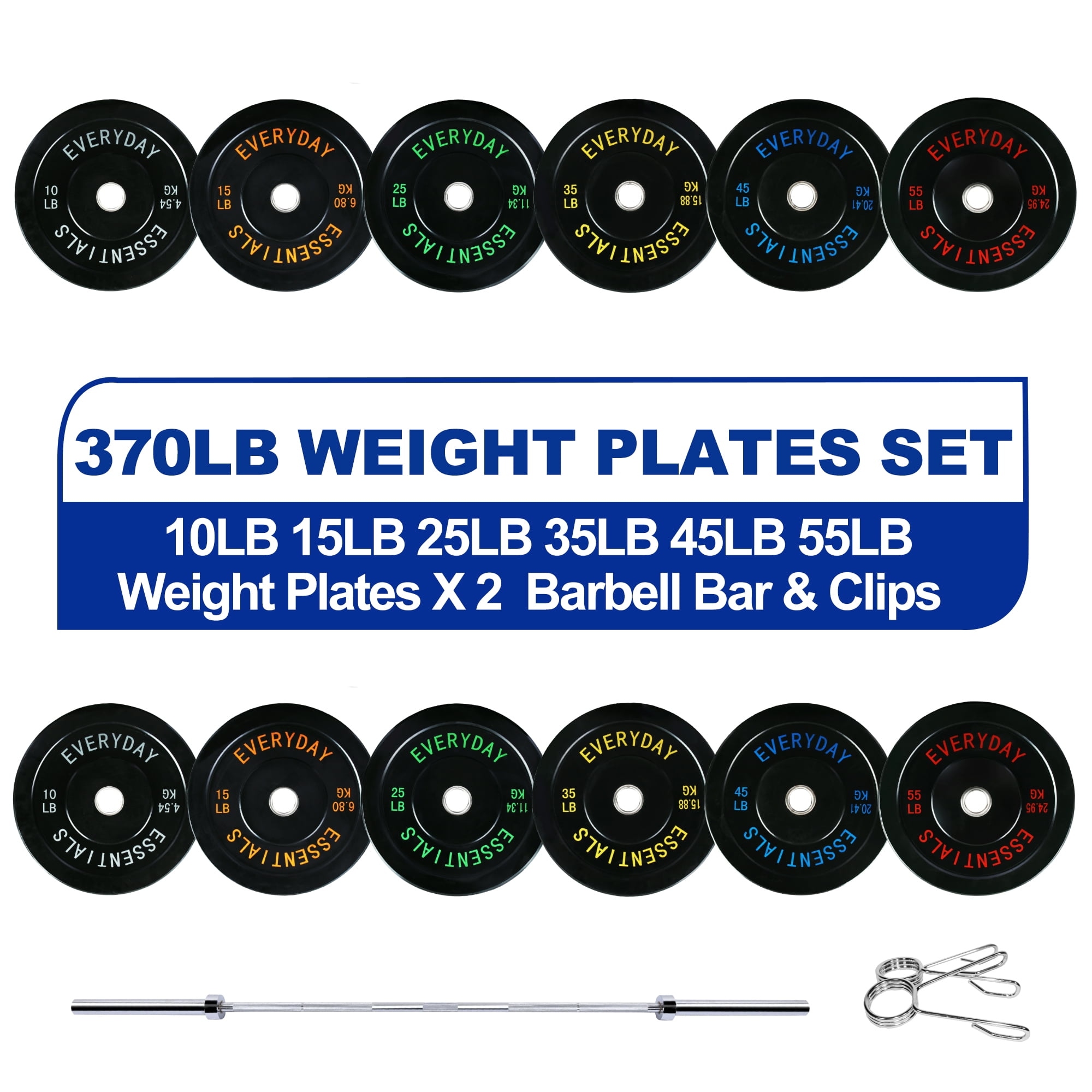 BalanceFrom 2" Olympic Bumper Plate Weight Plate Sets with 7FT Barbell Set, Multiple Packages