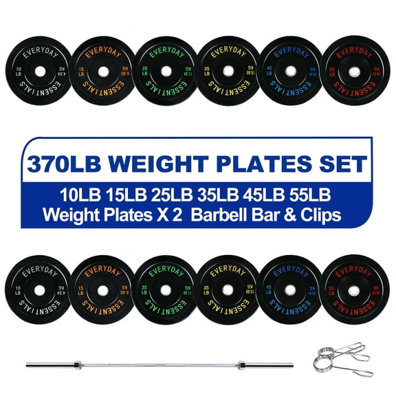BalanceFrom 2" Olympic Bumper Plate Weight Plate Sets with 7FT Barbell Set, Multiple Packages
