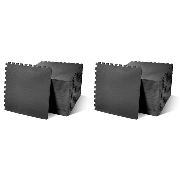 BalanceFrom 2-Pack 36 Ct. 24x24 Interlocking Foam Puzzle Exercise Mat, 1/2 Thick, Black