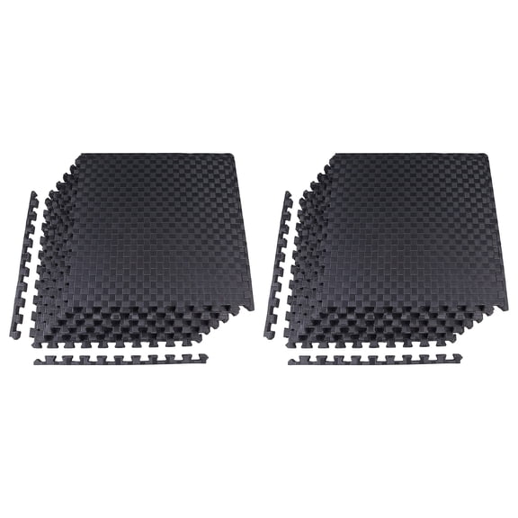 BalanceFrom 2-Pack 6 Ct. 24x24 Interlocking Foam Puzzle Exercise Mat, 1 Thick, Black