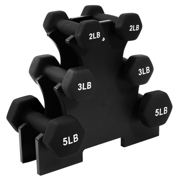 Open Box BalanceFrom 20lbs Neoprene Coated Dumbbell Set with Stand, Black