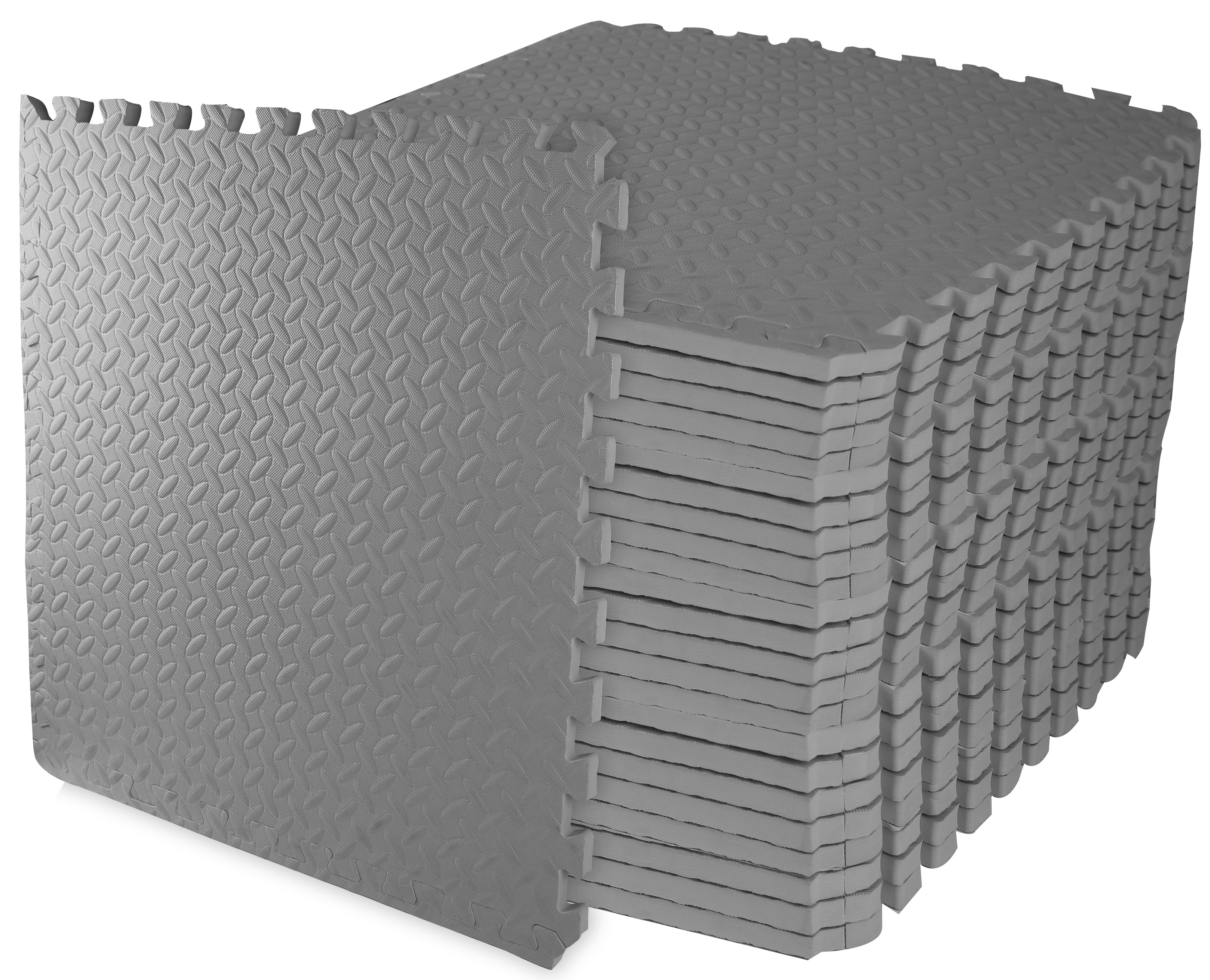 Yes4all Interlocking Exercise Foam Mats Cover 24, 48 & 120 Sqft (multi-color) - Granite Mats Walnut - 48sqft (12 Tiles), Gray