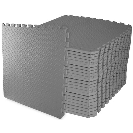 BalanceFrom 3/4 In. Thick Flooring Puzzle Exercise Mat with High Quality EVA Foam Interlocking Tiles, 24 Piece, 96 Sq Ft. Gray