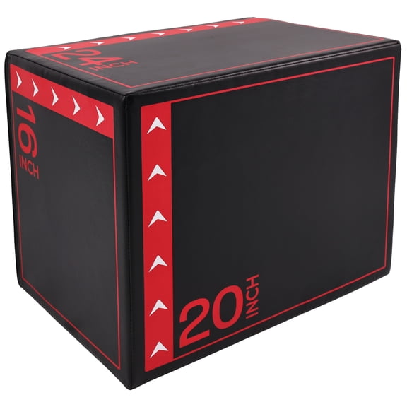 BalanceFrom 3-in-1 Plyometric Jump Box, Non-Slip Surface Adjustable Workout Equipment, Red