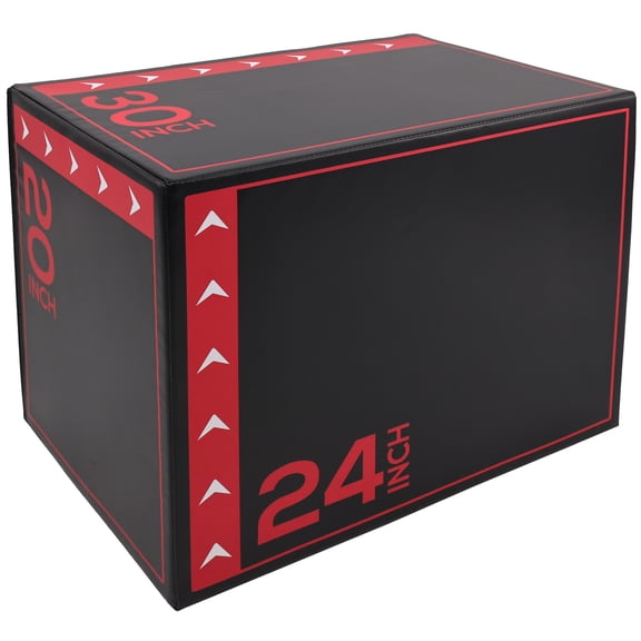 BalanceFrom 3-in-1 Plyometric Jump Box, Non-Slip Surface Adjustable Workout Equipment, Red