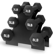 BalanceFrom 32 lb Neoprene Coated Iron Dumbbell Hex Weights Set with Stand, Black