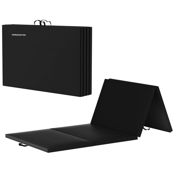 BalanceFrom 8ft x 4ft x 2in 4-Panel All-Purpose Folding Gymnastics Mat, Black
