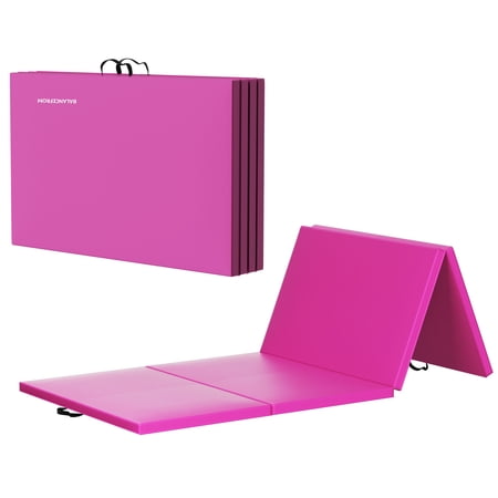 BalanceFrom 8ft x 4ft x 2in 4-Panel All-Purpose Folding Gymnastics Mat, Pink