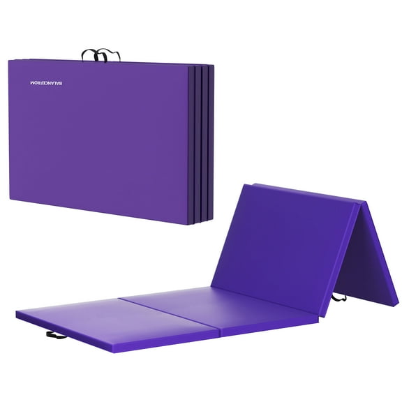 BalanceFrom 8ft x 4ft x 2in 4-Panel All-Purpose Folding Gymnastics Mat, Purple