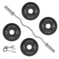thumbnail image 1 of BalanceFrom 40LB Olympic Curl Barbell Set，Includes 4FT Curl Bar & 2-Inch Cast Iron Weight Plates, Dumbbell Clips，Strength Training Set, for Home Gym, Multiple Packages, 1 of 6