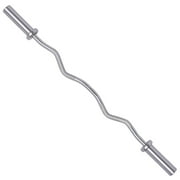 BalanceFrom 48-Inch Olympic Super Curl Barbell， EZ Curl Bar，350LB Capacity, Non-Slip Design, for Bicep & Arm Workouts，Home Gym , Black/Silver