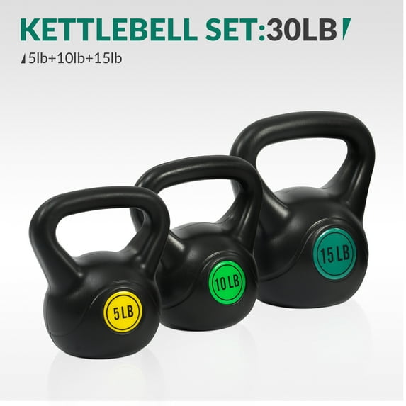 BalanceFrom 5 10 15lbs Wide Grip Kettlebell, Black