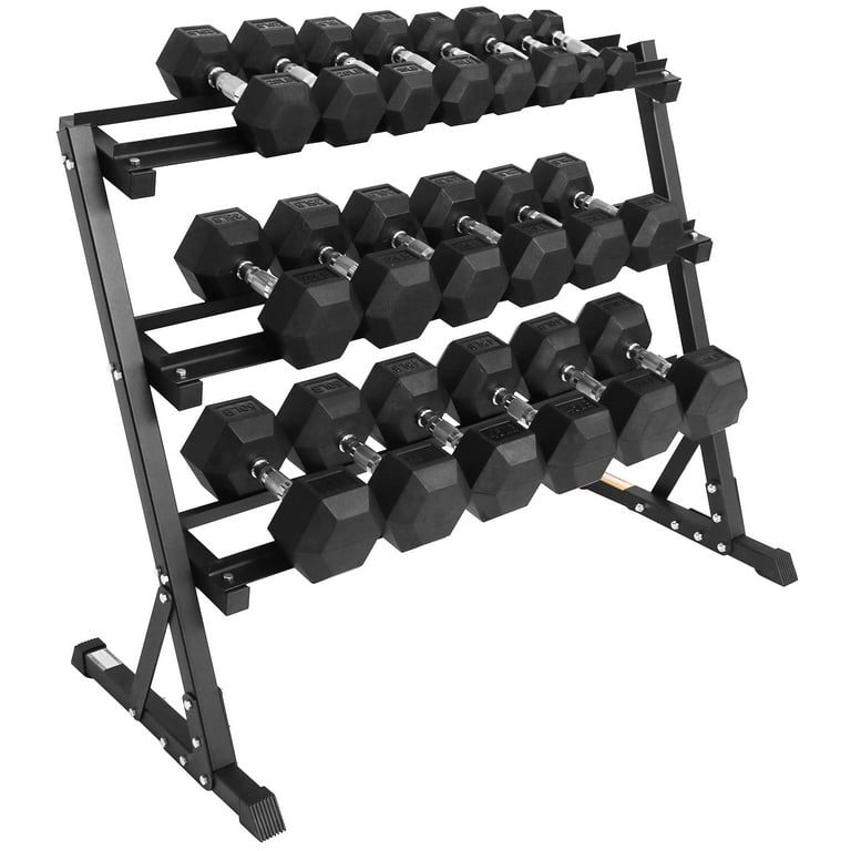 BalanceFrom 550 LB Dumbbell Set with 3 Tier Rack Pair of 5 10 15 20 25 30 35 40 45 50 LBs Multiple Packages