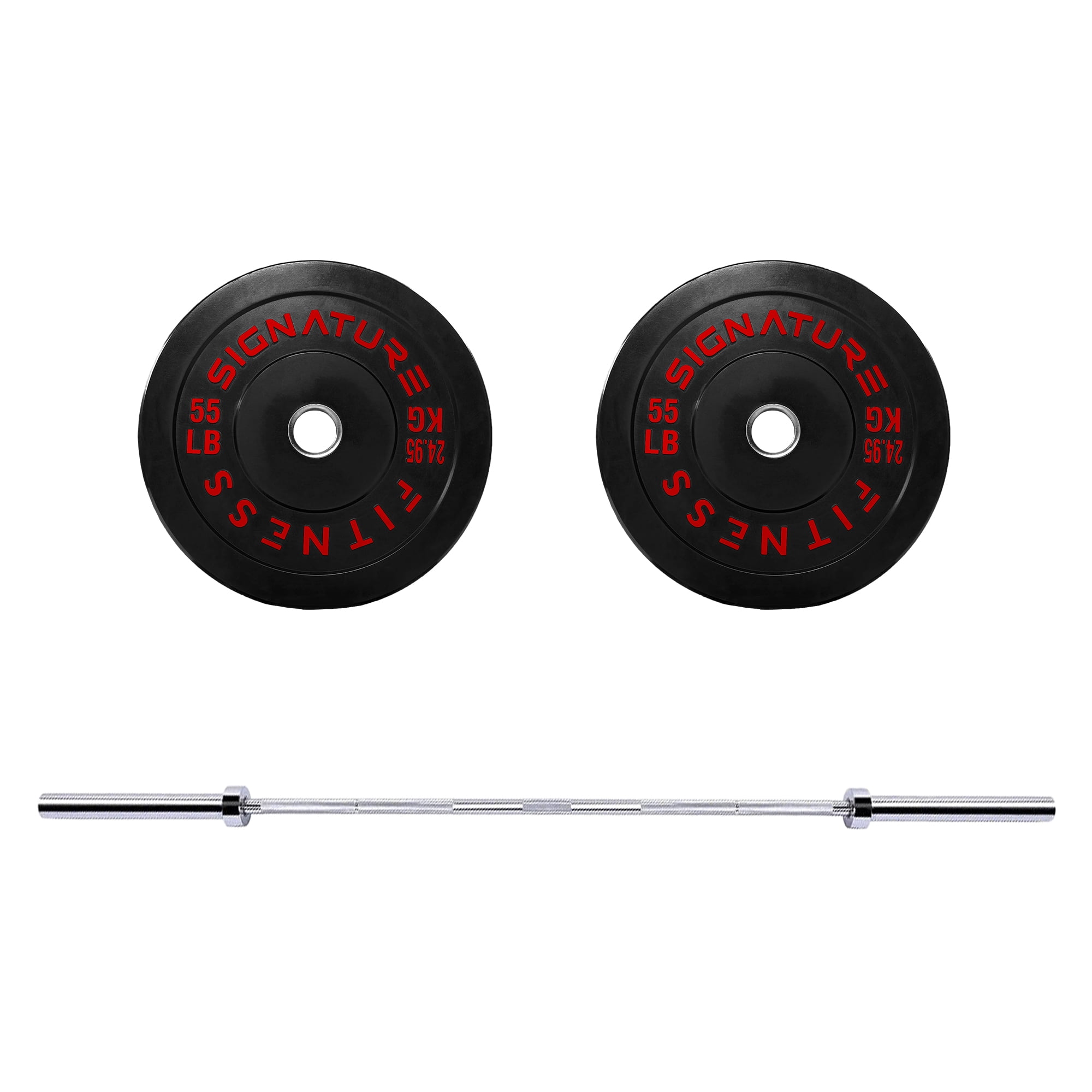 BalanceFrom 5FT Barbell Set with Color Letter Rubber Bumper Plates & Small Hub – Includes Pairs of 25LB, 35LB, 45LB, 55LB, Available in 120LB, 210LB, or 320LB Sets